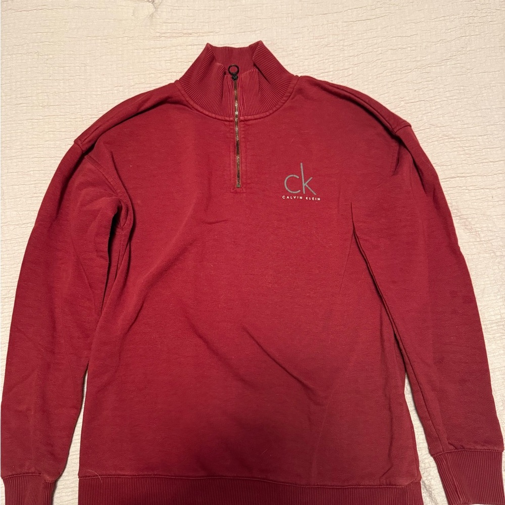 Calvin Klein Men's Burgundy Zip-Up Sweater